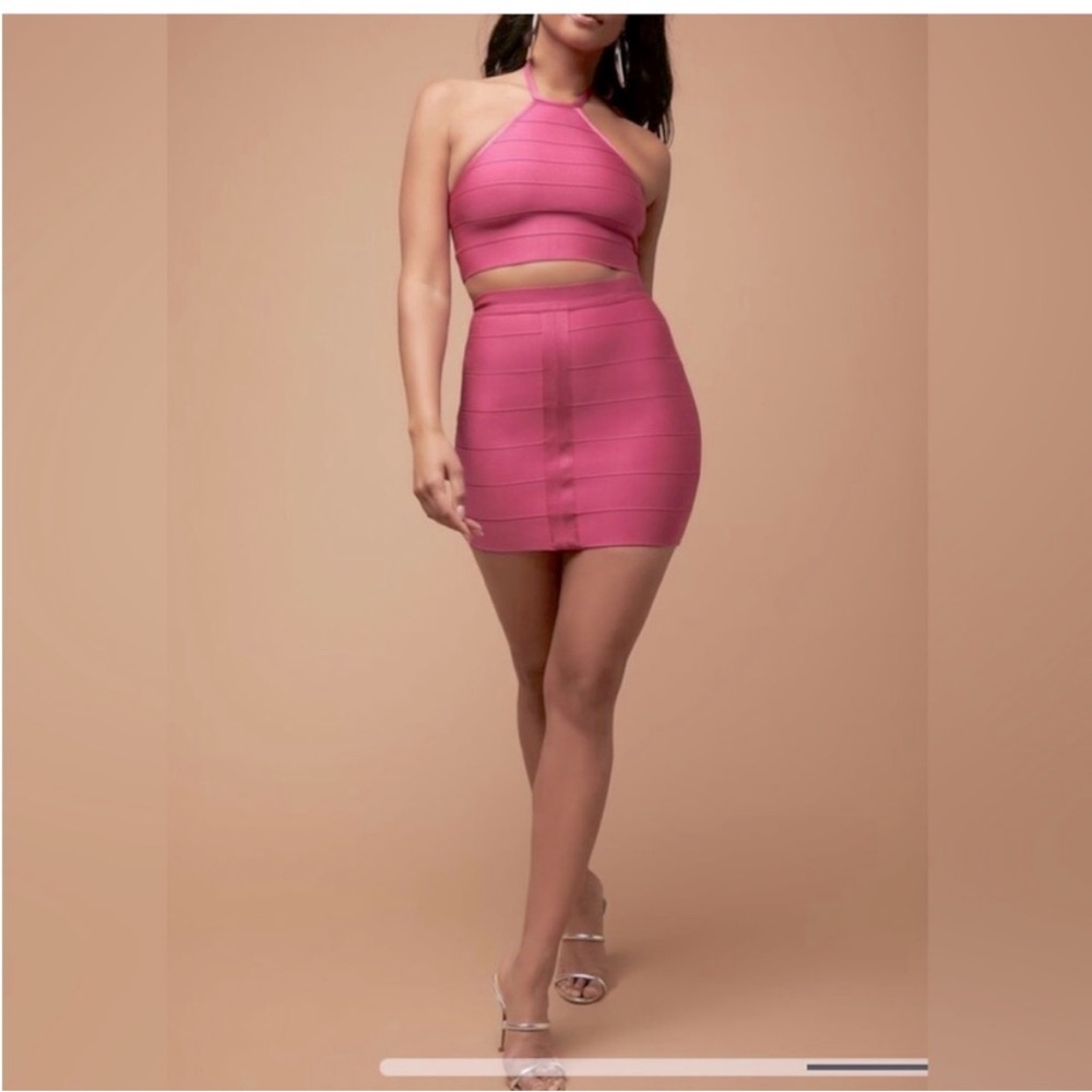 Elegant Pink Bandage Skirt and top Herve Leger for Forever 21